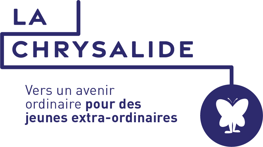 logo chrysalide print vertical signature white