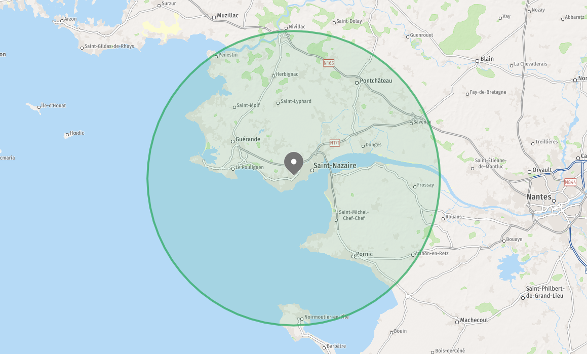 Rayon d'action de 30km autour de Saint-Nazaire